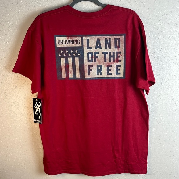 Browning Other - Browning Men's Tee T-Shirt Sz Large Red Short Sleeve Graphic Home Of The Brave